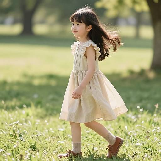 Whimsical Girl in Sunny Meadow