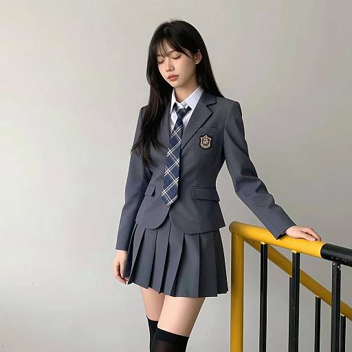 Calm Asian School Girl Portrait