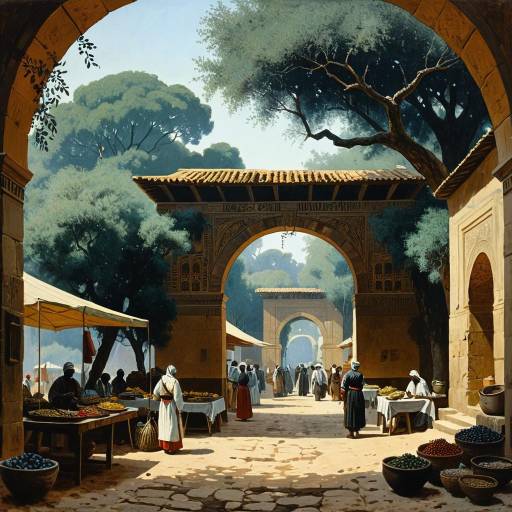 Morning Bazaar Archway with Olive Trees