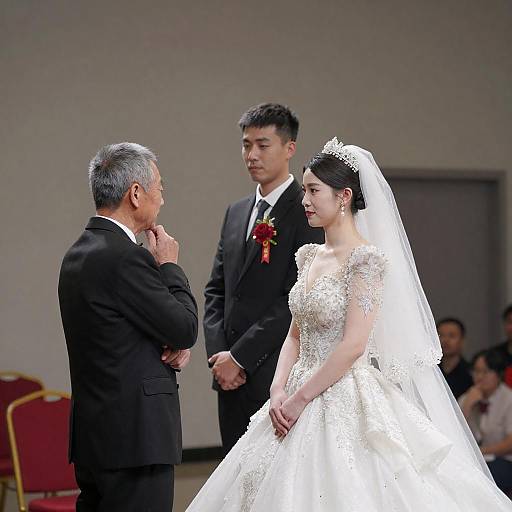 Bride and Groom with Observing Elder