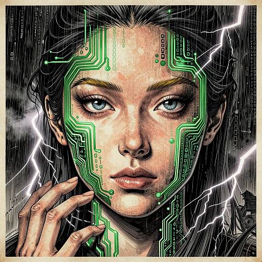 Matrix-Style Cybernetic Female Portrait