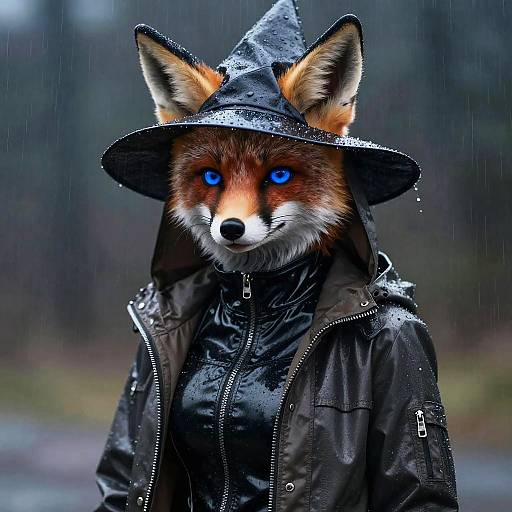 Photorealistic Furry Girl in Rain