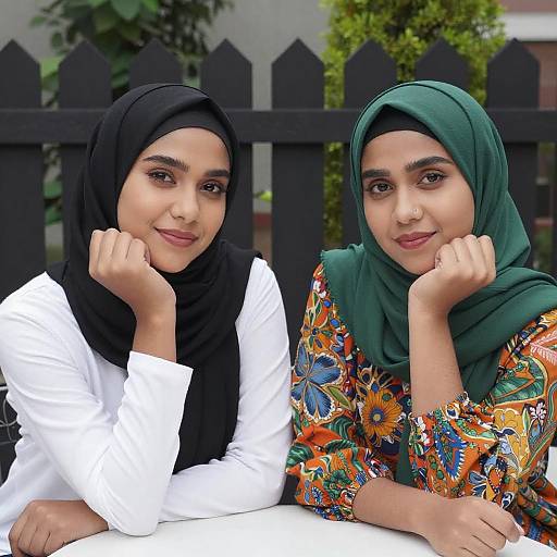 Portrait of Two Women in Hijabs