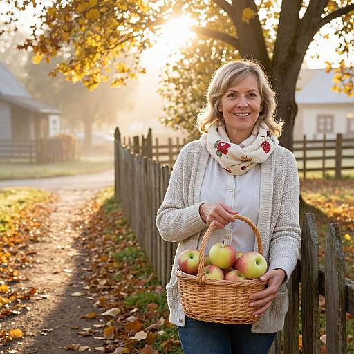 Warm Autumn Morning in Rural Village