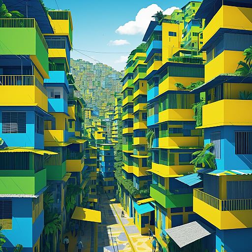 Vibrant Political Illustration of Brazil's Favelas Vibrant Political Illustration of Brazil's Favelas
