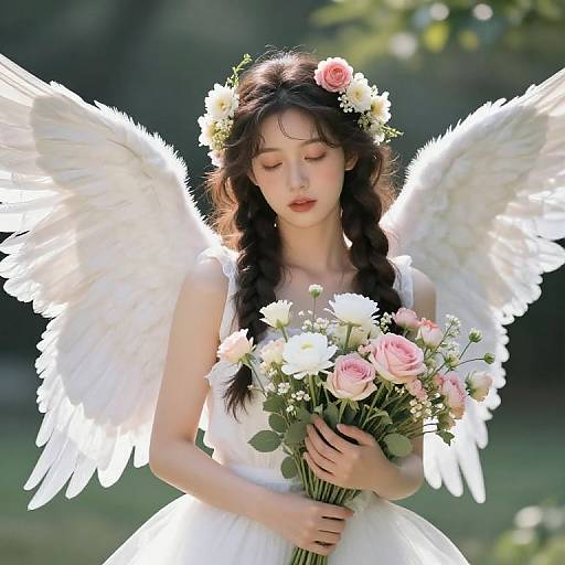 Female Angel with Floral Wings