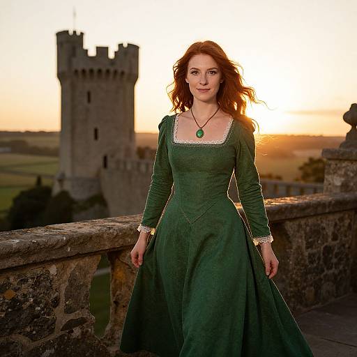 Red-Haired Woman in Medieval Dress