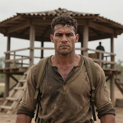 Muscular Man in Rustic Setting