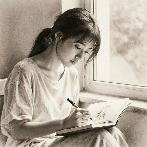 Hyperrealistic Pencil Drawing of Woman Sketching