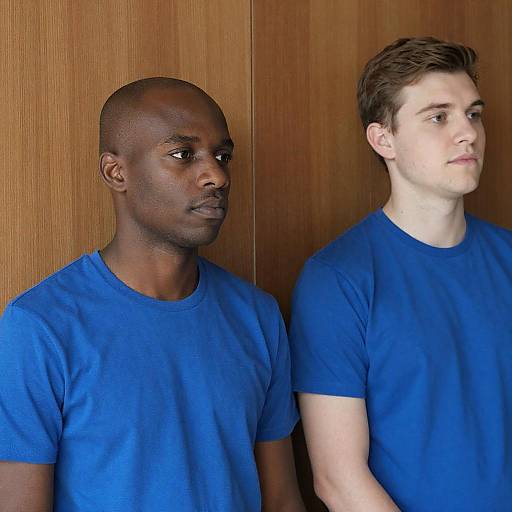 Two Men in Blue Shirts Portrait