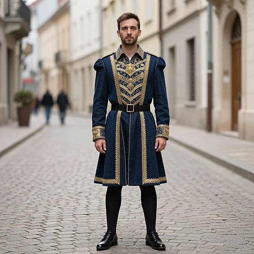 European Prince in Blue and Gold Costume