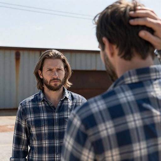 Candid Outdoor Photograph of Two Men