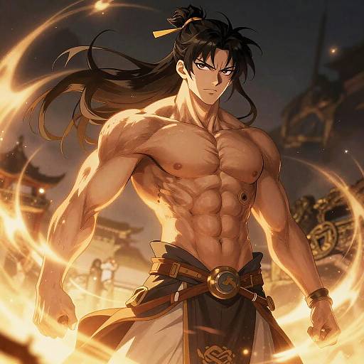 Anime Muscular Female Warrior Portrait