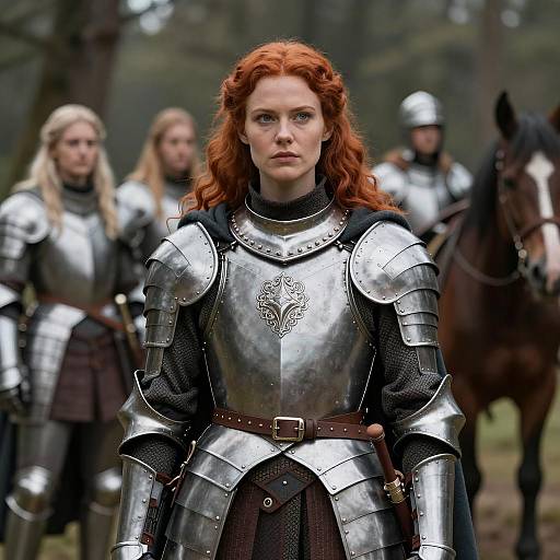 Red-haired Female Knight in Medieval Armor
