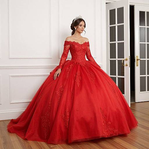 Elegant Red Quinceañera Ball Gown