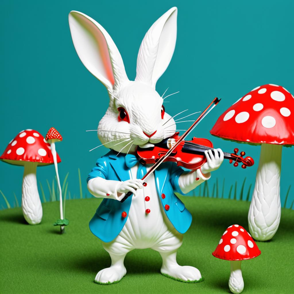 Surreal Rabbit Playing Violin Art