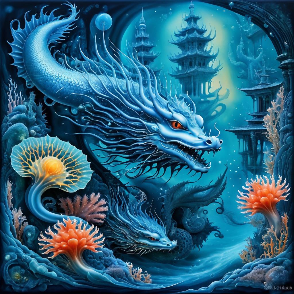 Ethereal Underwater Dragon Surrealism