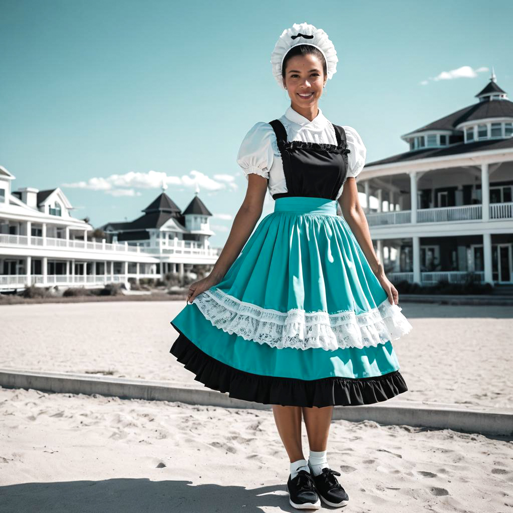 Athletic Maid in Classic Beachfront Style