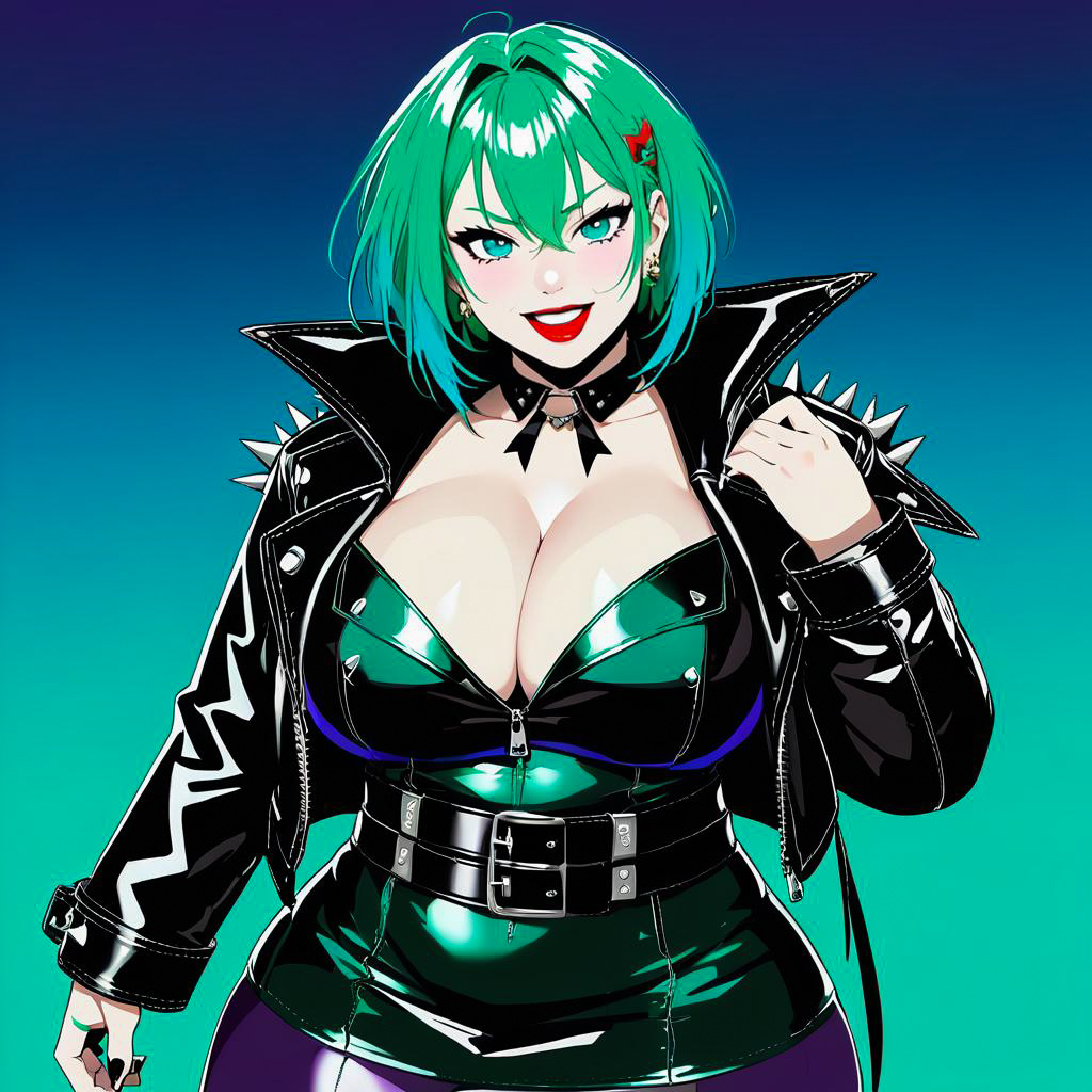 Gothic Girl with Spiky Green Hair