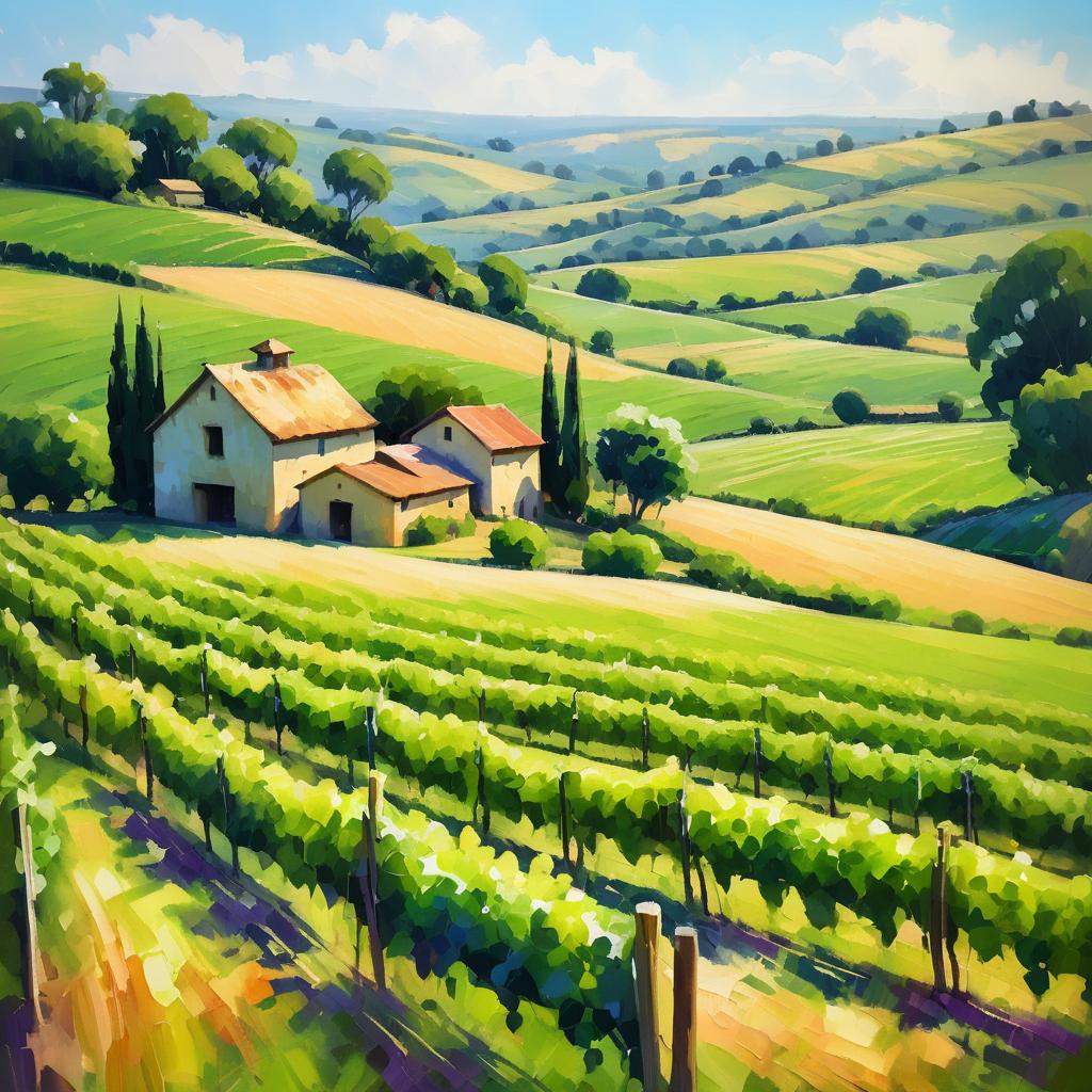 Charming Vineyard Landscape in Impressionism