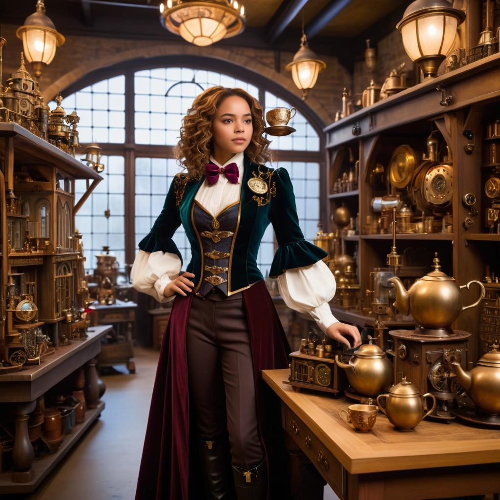 Whimsical Steampunk Hermione in Workshop