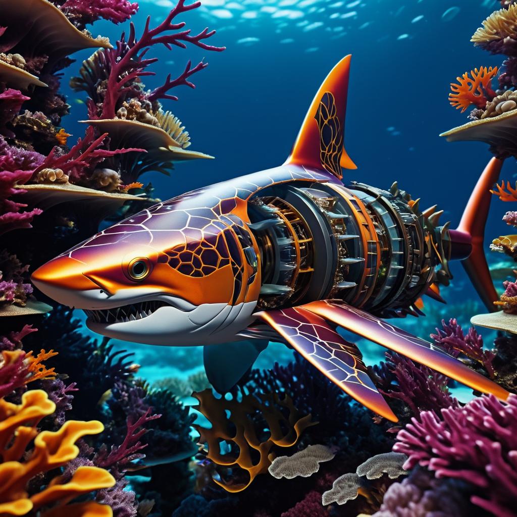 Mechanical Shark in Tropical Reef