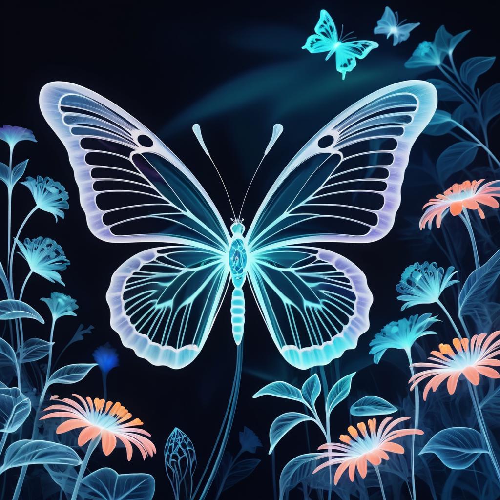 Vibrant X-Ray Butterfly Garden Art