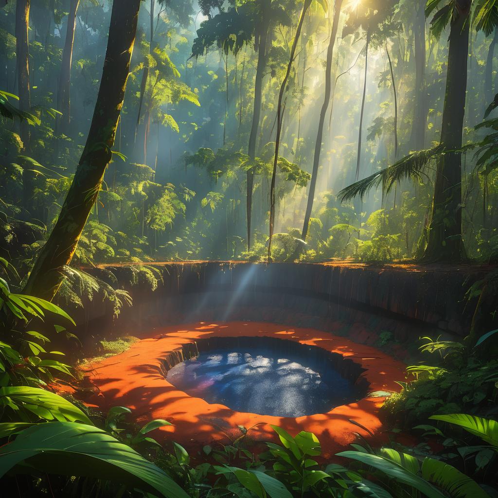 Vibrant Rainforest Around a Smoldering Crater