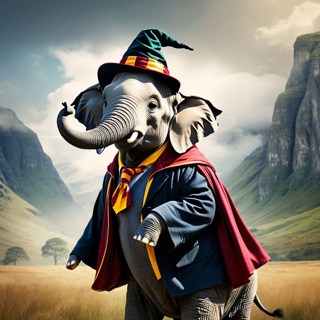 Whimsical Elephant as Harry Potter