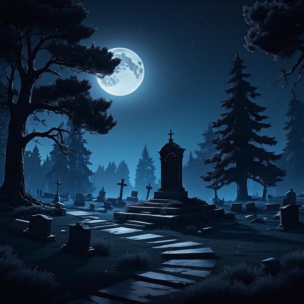 Cinematic Graveyard Under Moonlight