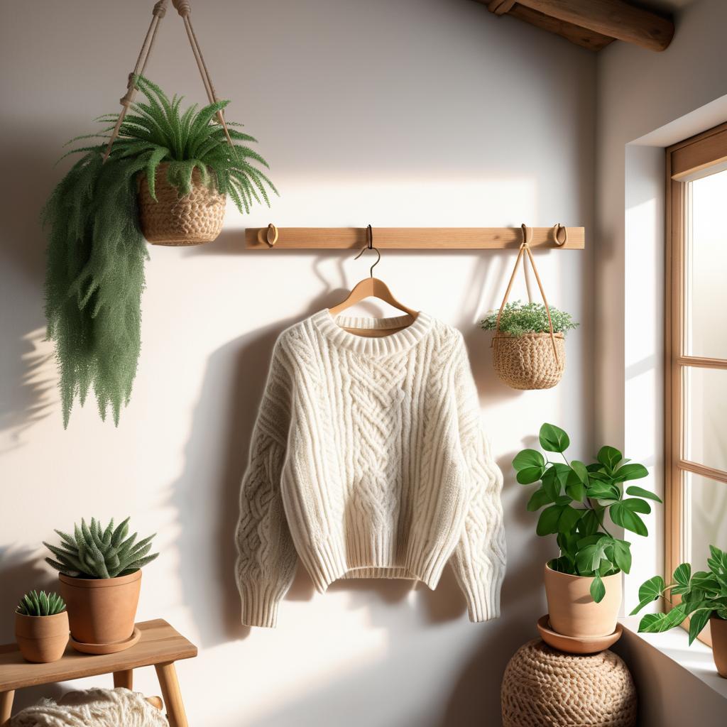 Cozy Knit Sweater in Rustic Setting