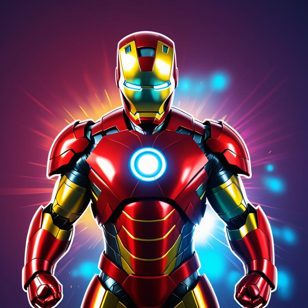 Cute Iron Man in Comic Book Style