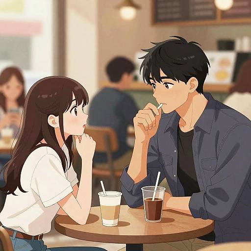 AI Webtoon Café Scene Illustration