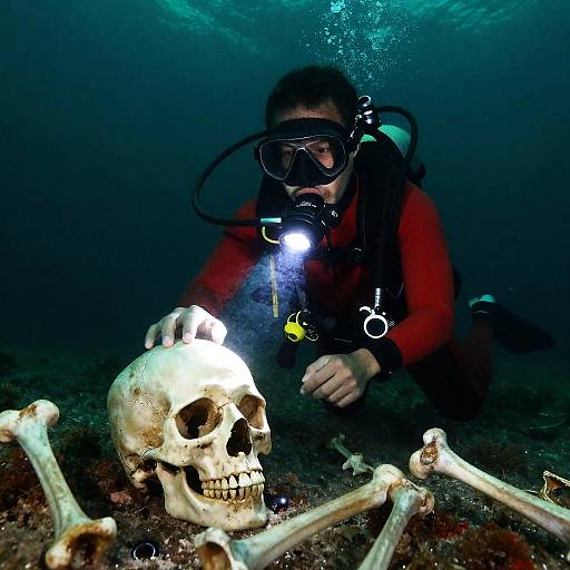 Underwater Exploration: Diver and Skull