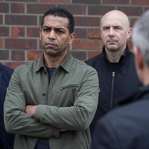 Portrait of Two Serious Men by Wall