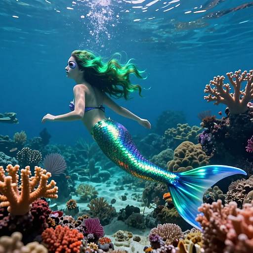 Surreal Mermaid in Dreamlike Coral Gardens