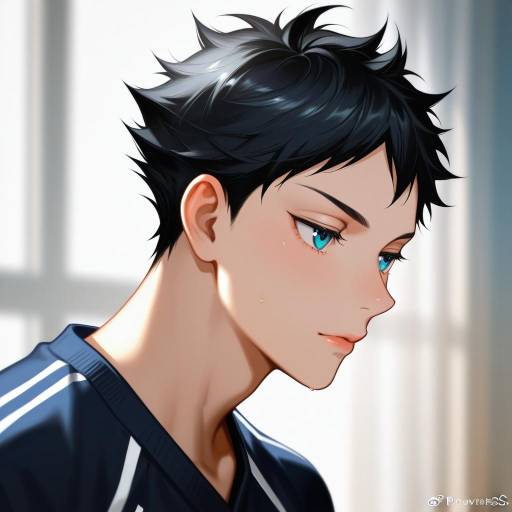 Illustration of Akaashi keiji, haikyuu!! in the style of Powerlesssong