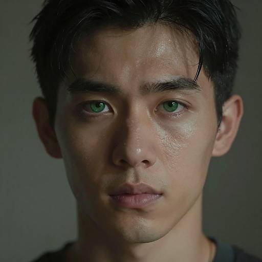 Intense Close-Up of a Young Man