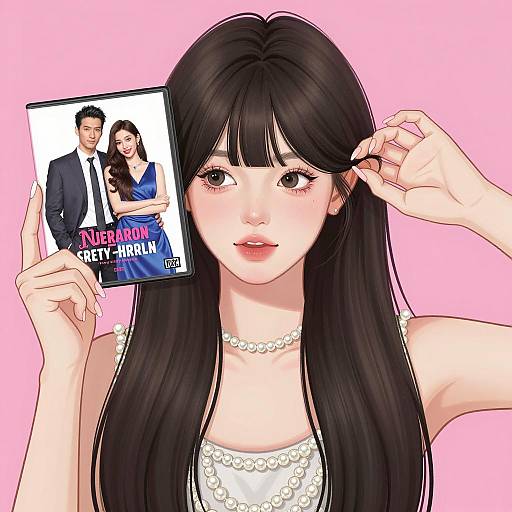 Young Woman Holding DVD Case Illustration