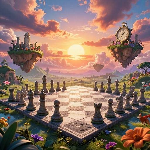 Surreal Infinite Chessboard Dreamscape