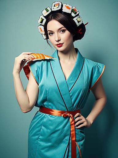 Cinematic Sushi Roll Costume Portrait