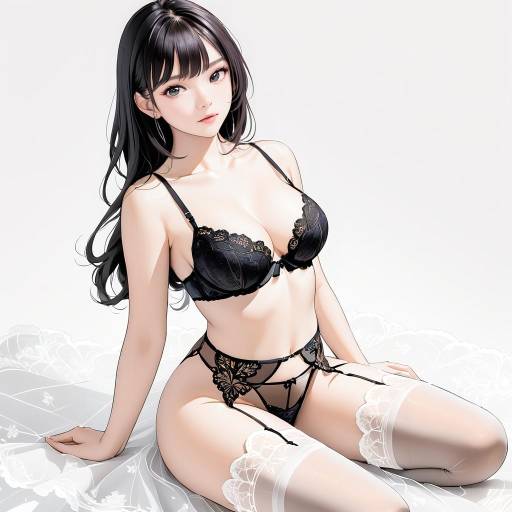 Captivating Lingerie Pose on White Background