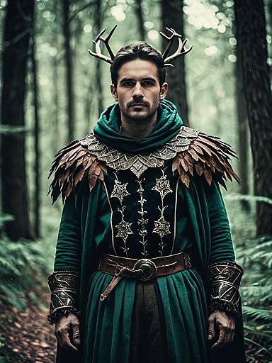 Man in Enchanted Forest Costume with Antlers