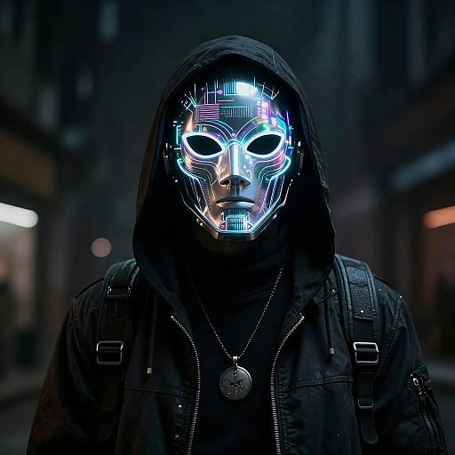 Cinematic Cyberpunk Masked Figure