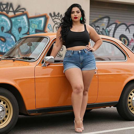 Curvy Woman by Orange Vintage Car