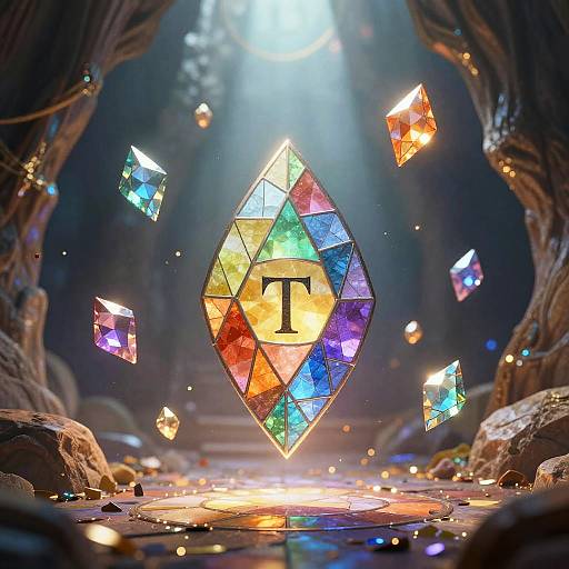 Mystical Cave Gemstones in Stained Glass