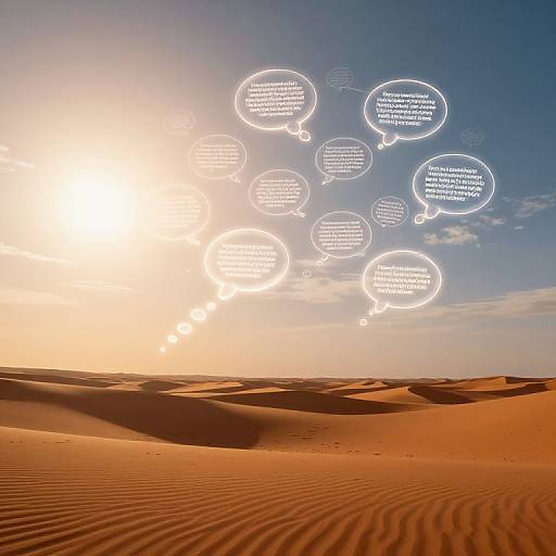 Surreal Desert with Glowing Thought Bubbles
