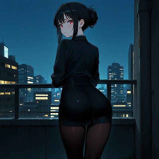 Smiling Girl with Dark Cityscape