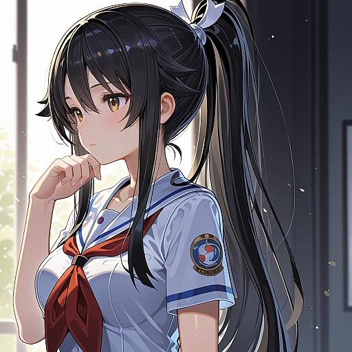 Illustration of Munetani mashiro, high school fleet in the style of Falken (yutozin)