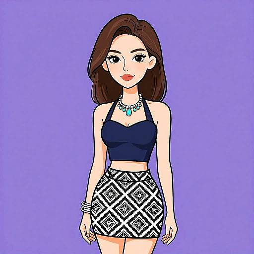 Chic Woman in Navy Crop Top